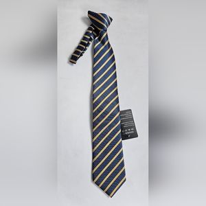 HISDERN Stripe Yellow Blue Tie